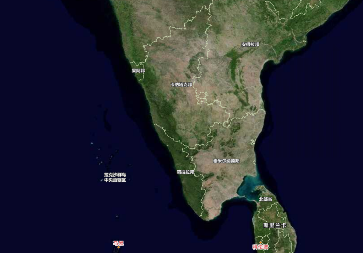 喀拉拉邦地理位置 | 图片来源：天地图
